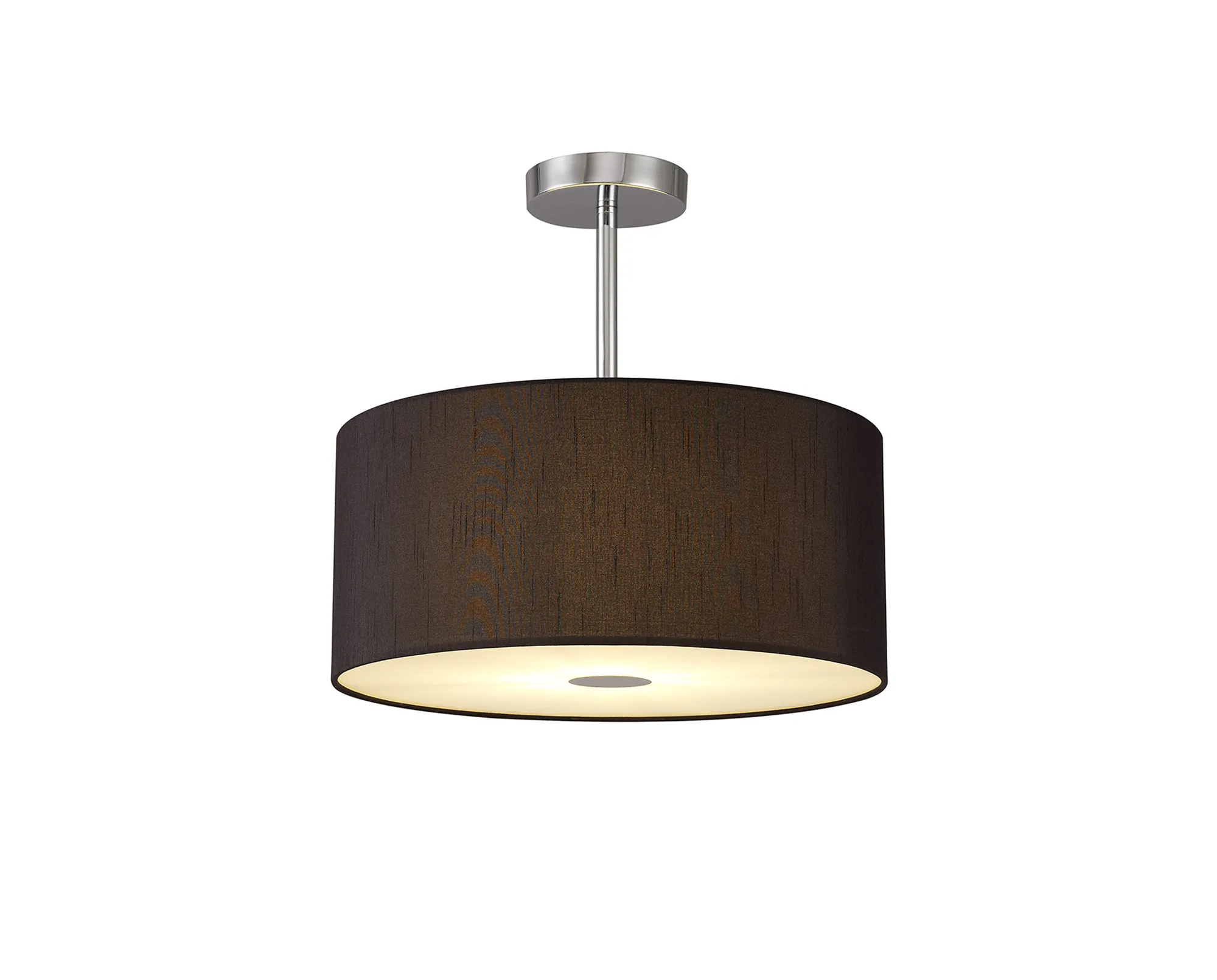 DK0101  Baymont 40cm Semi Flush 1 Light Polished Chrome, Black, Frosted Diffuser